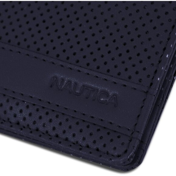 Nautica Men's Bifold Leather Wallet ID Window Navy Card Slots Durable Stylish - Picture 7 of 7